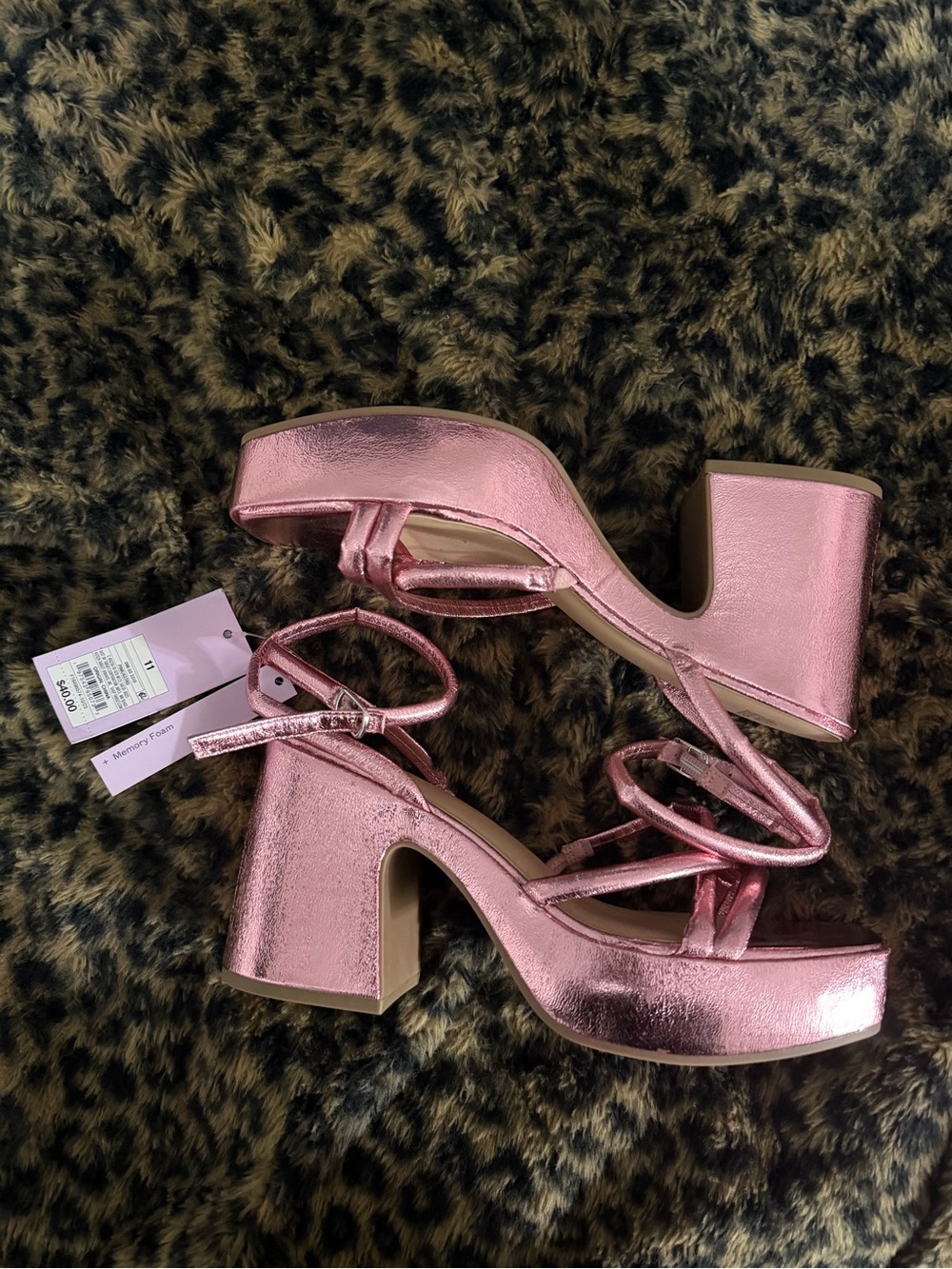 wild fable Metallic Pink Platform Block Heel Sandals